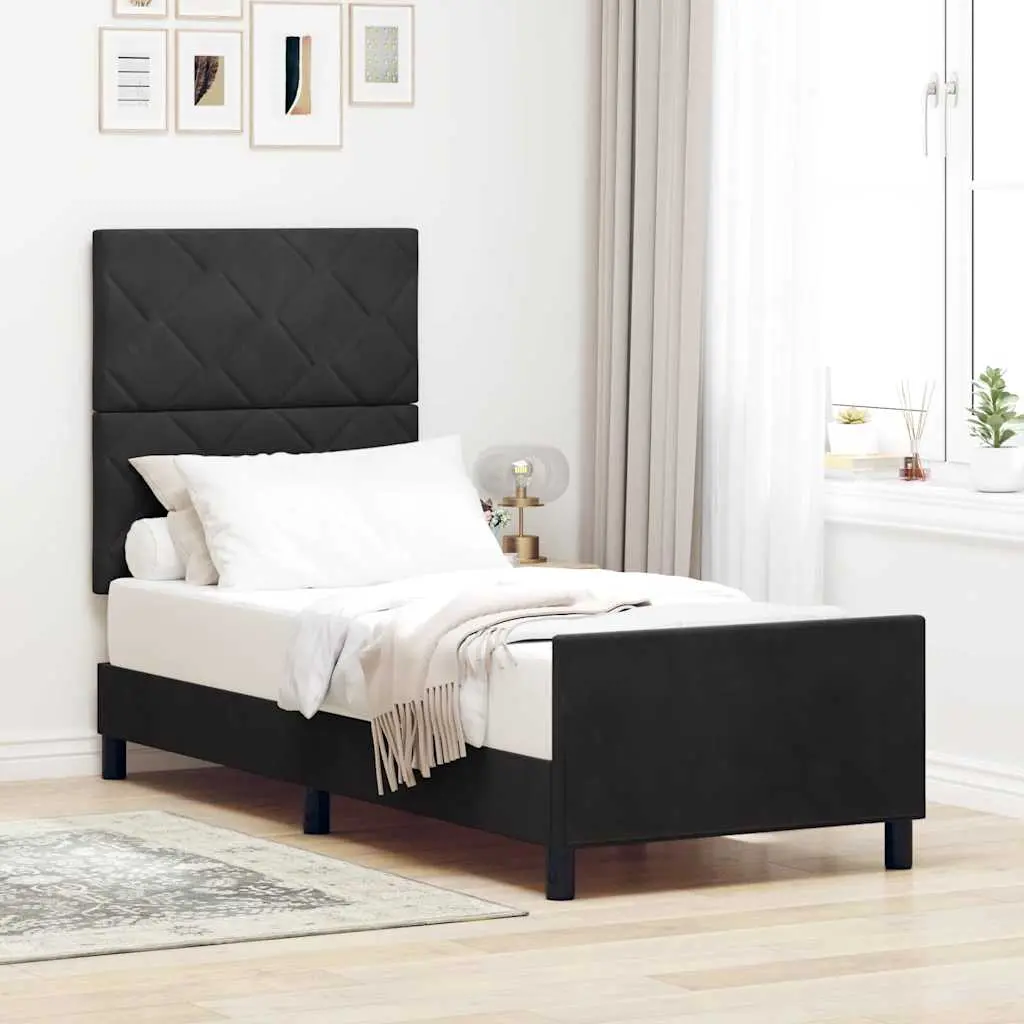 vidaXL Κρεβάτι με ελατήρια με κεφαλάρι Μαύρο 80 x 200 cm Βελούδο