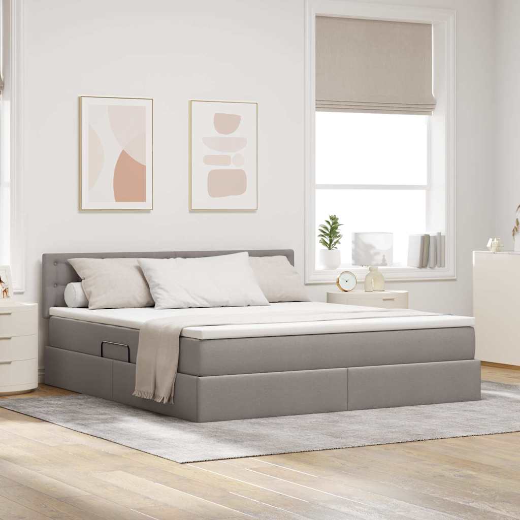 vidaXL Κρεβάτι με αποθηκευτικό χώρο και στρώμα Taupe 160 x 200 cm