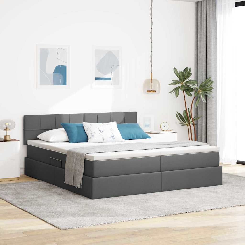vidaXL Κρεβάτι Αποθήκης Σκούρο Γκρι 180 x 200 cm Τεχνητό Δέρμα