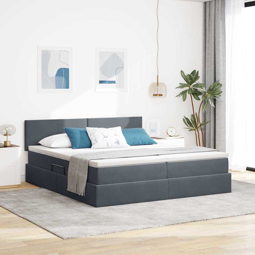 vidaXL Κρεβάτι Αποθήκης 2 τμχ. Σκούρο Γκρι 180 x 200 cm Velvet