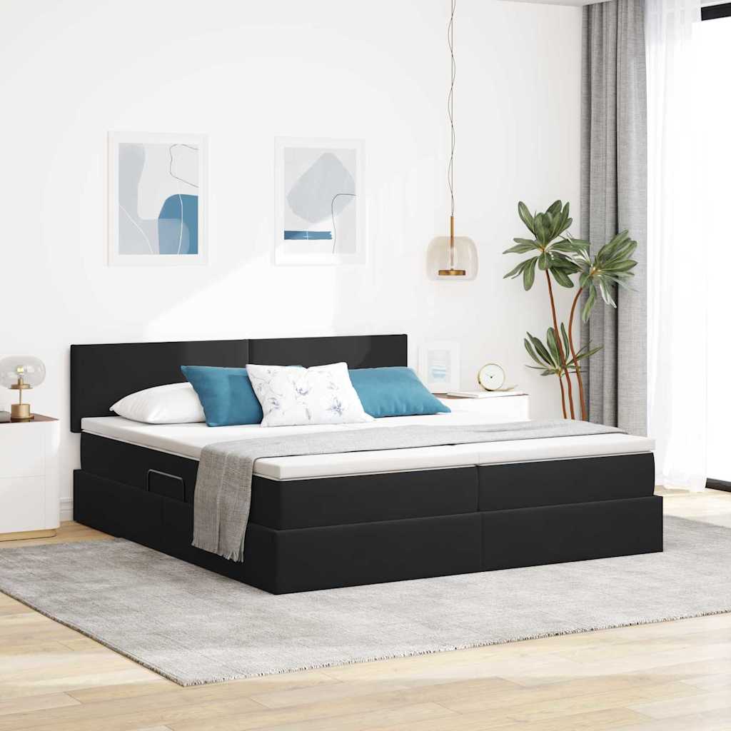 vidaXL Κρεβάτι Αποθήκης 2 τμχ. Μαύρο 200 x 200 cm Velvet