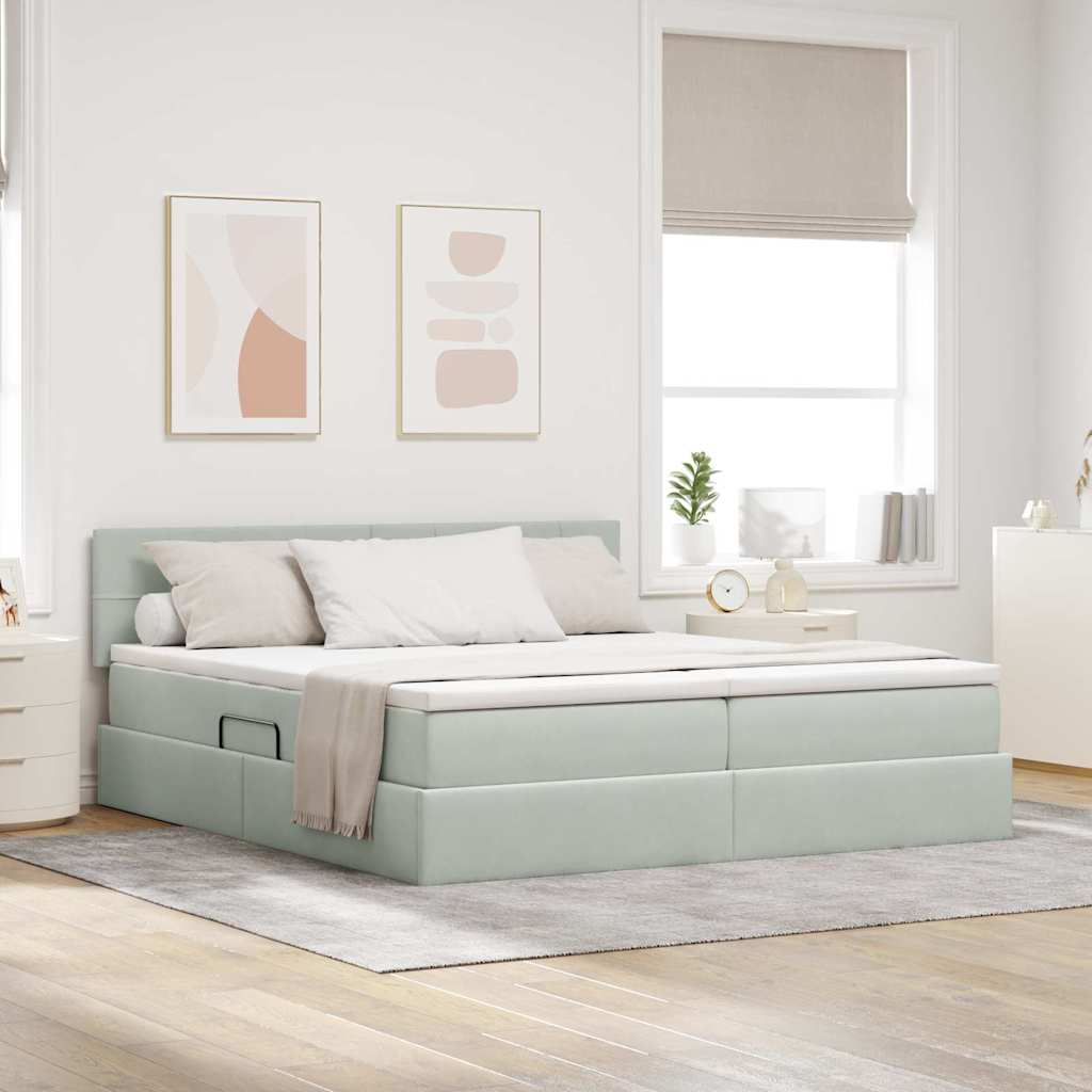 vidaXL Κρεβάτι Αποθήκης 2 τμχ. Ανοιχτό γκρι 200 x 200 cm Velvet