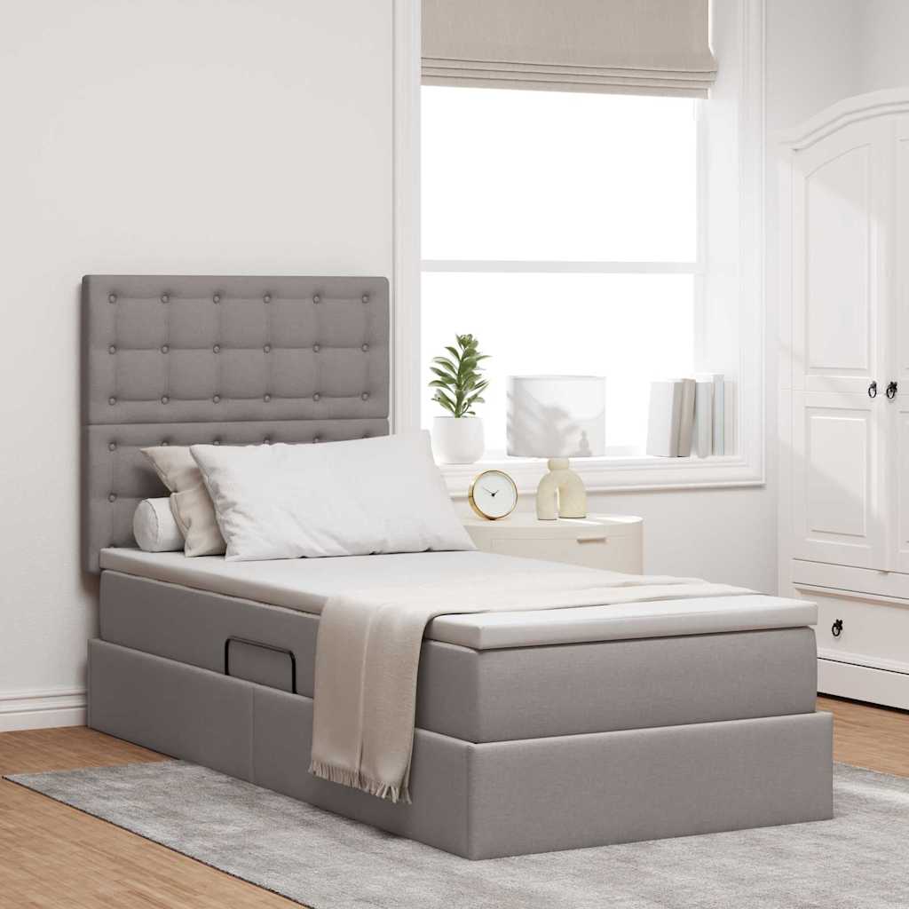 vidaXL Κρεβάτι με αποθηκευτικό χώρο και στρώμα Taupe 90 x 200 cm