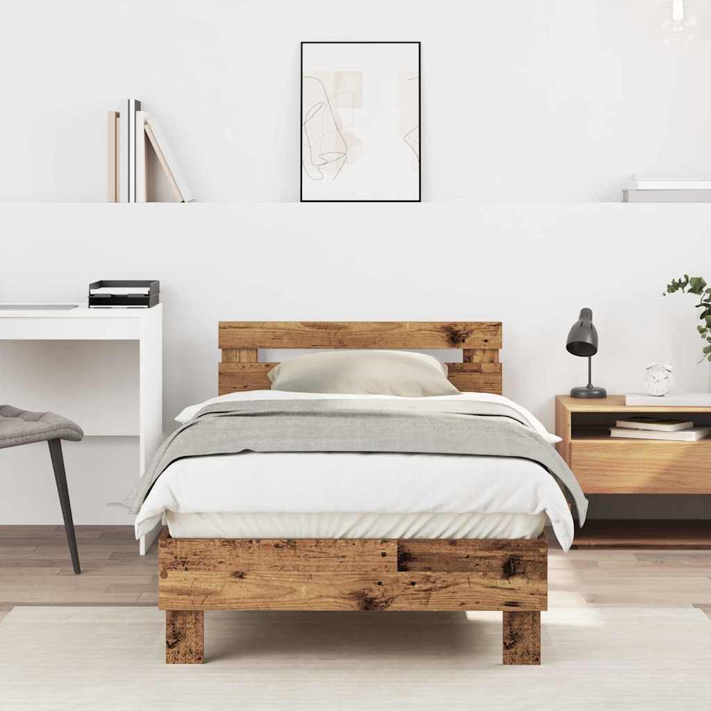 vidaXL Σκελετός Κρεβατιού Παλιό ξύλο 193 x 95 x 88 εκ