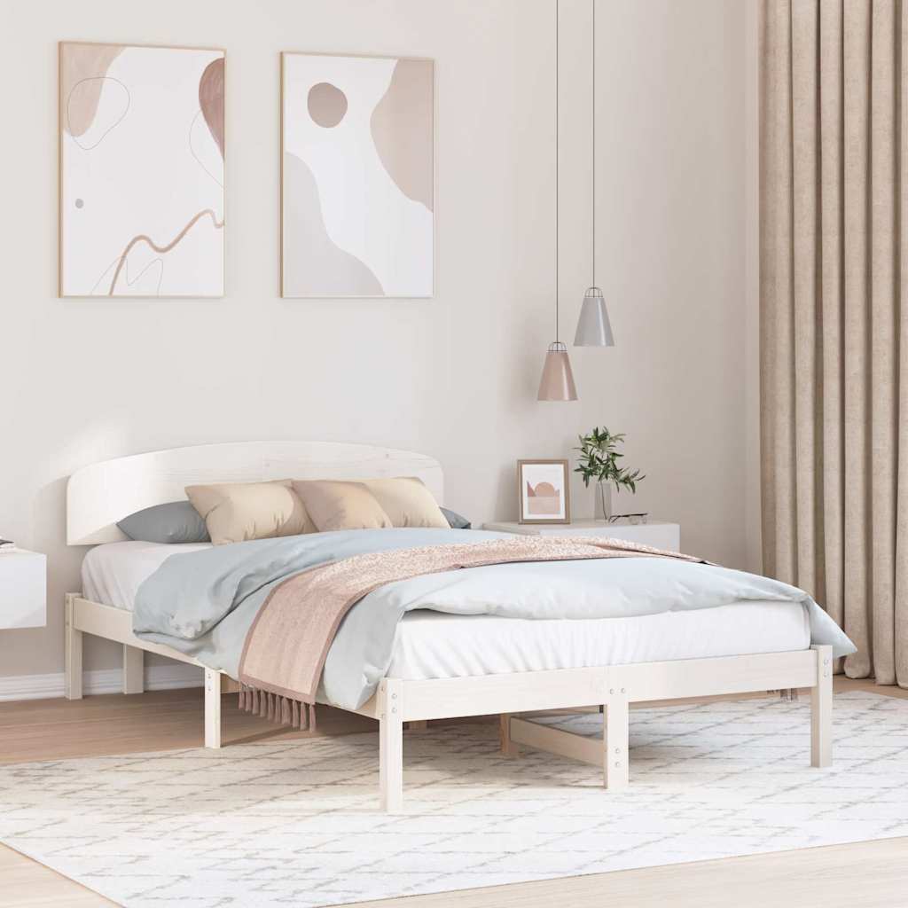vidaXL Σκελετός Κρεβατιού Λευκό 120 x 200 cm Στερεά ξυλεία πεύκου
