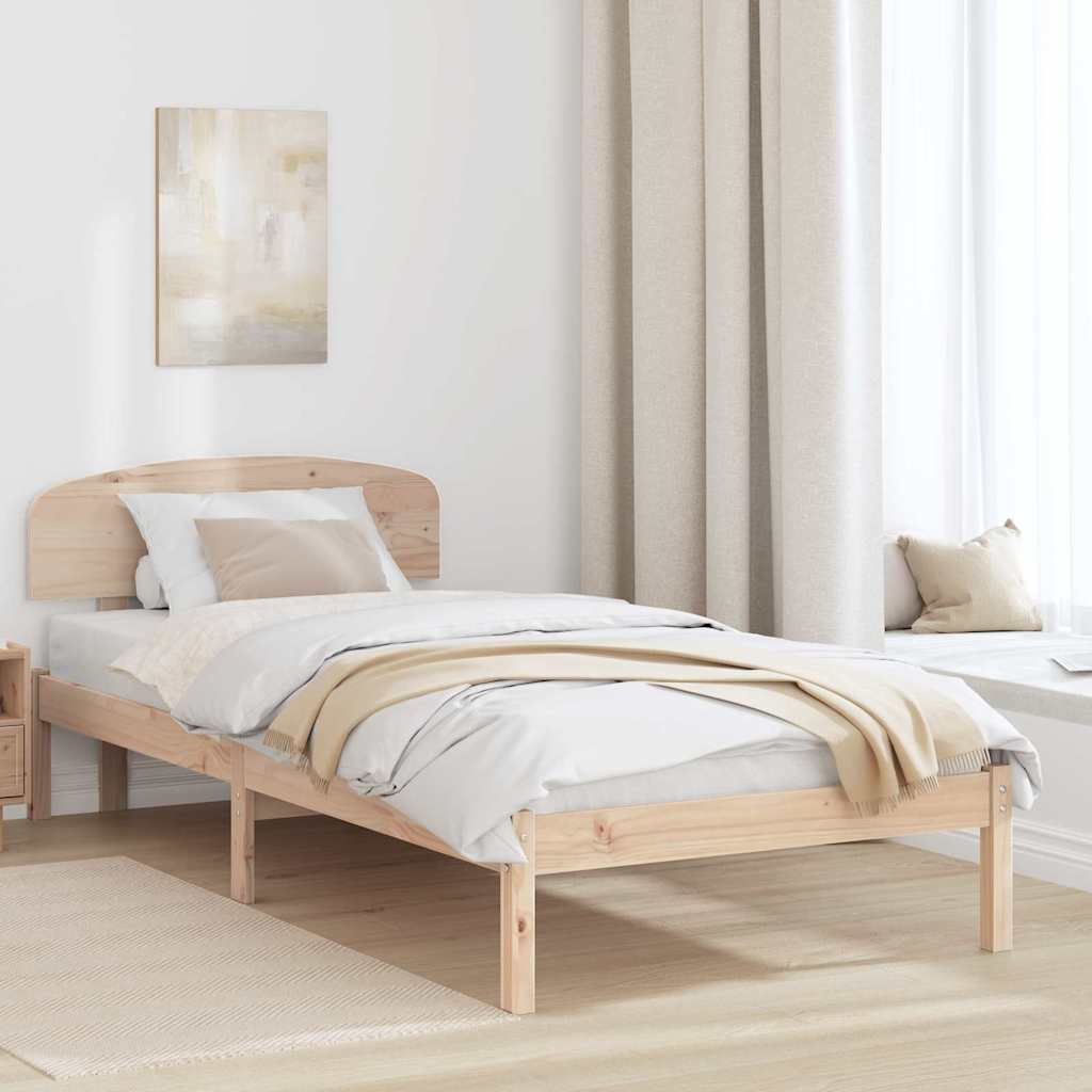 vidaXL Σκελετός Κρεβατιού Φυσικό 75 x 190 cm Στερεά ξυλεία πεύκου