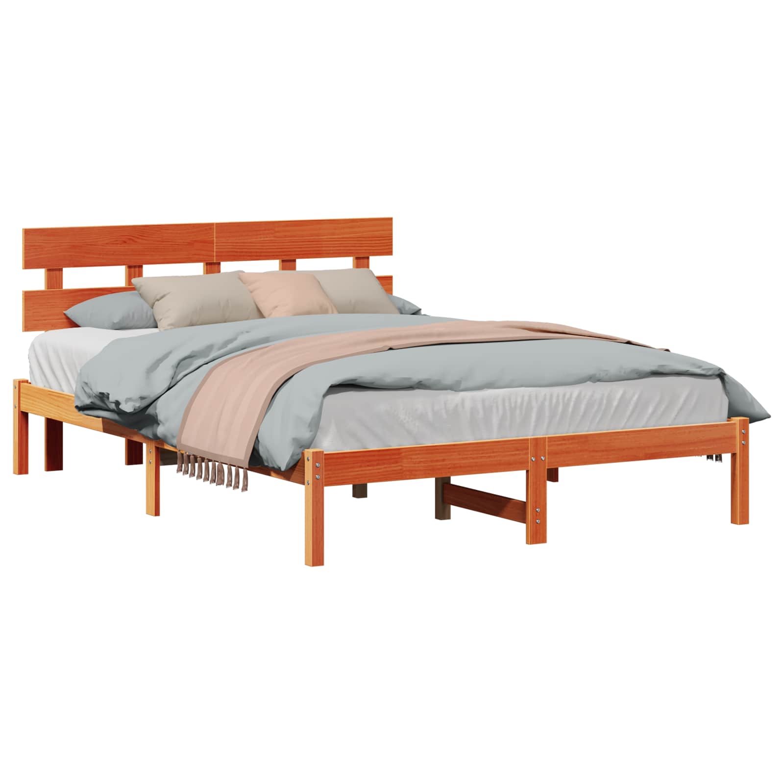vidaXL Σκελετός Κρεβατιού Καφέ 160 x 200 cm Μασίφ ξύλο πεύκου