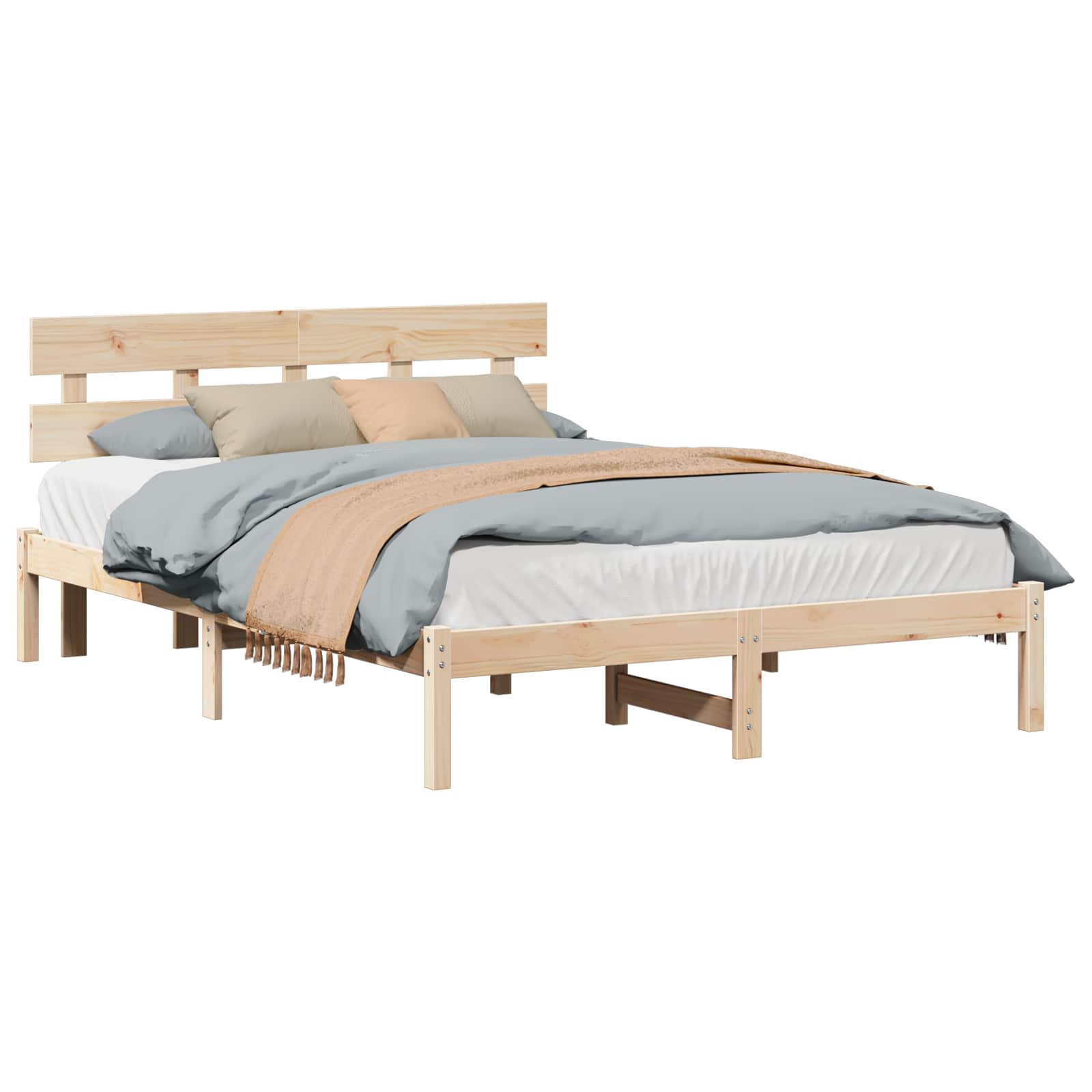 vidaXL Σκελετός Κρεβατιού Καφέ 150 x 200 cm Μασίφ ξύλο πεύκου