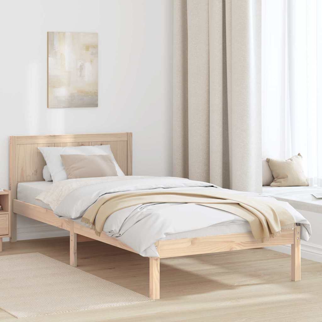 vidaXL Σκελετός Κρεβατιού Καφέ 90 x 200 cm Μασίφ ξύλο πεύκου