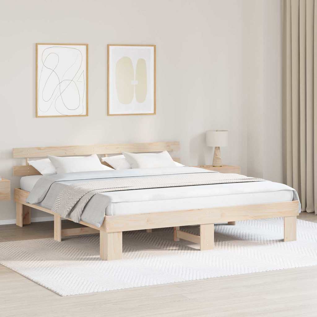 vidaXL Σκελετός Κρεβατιού Φυσικό 180 x 200 cm Στερεά ξυλεία πεύκου
