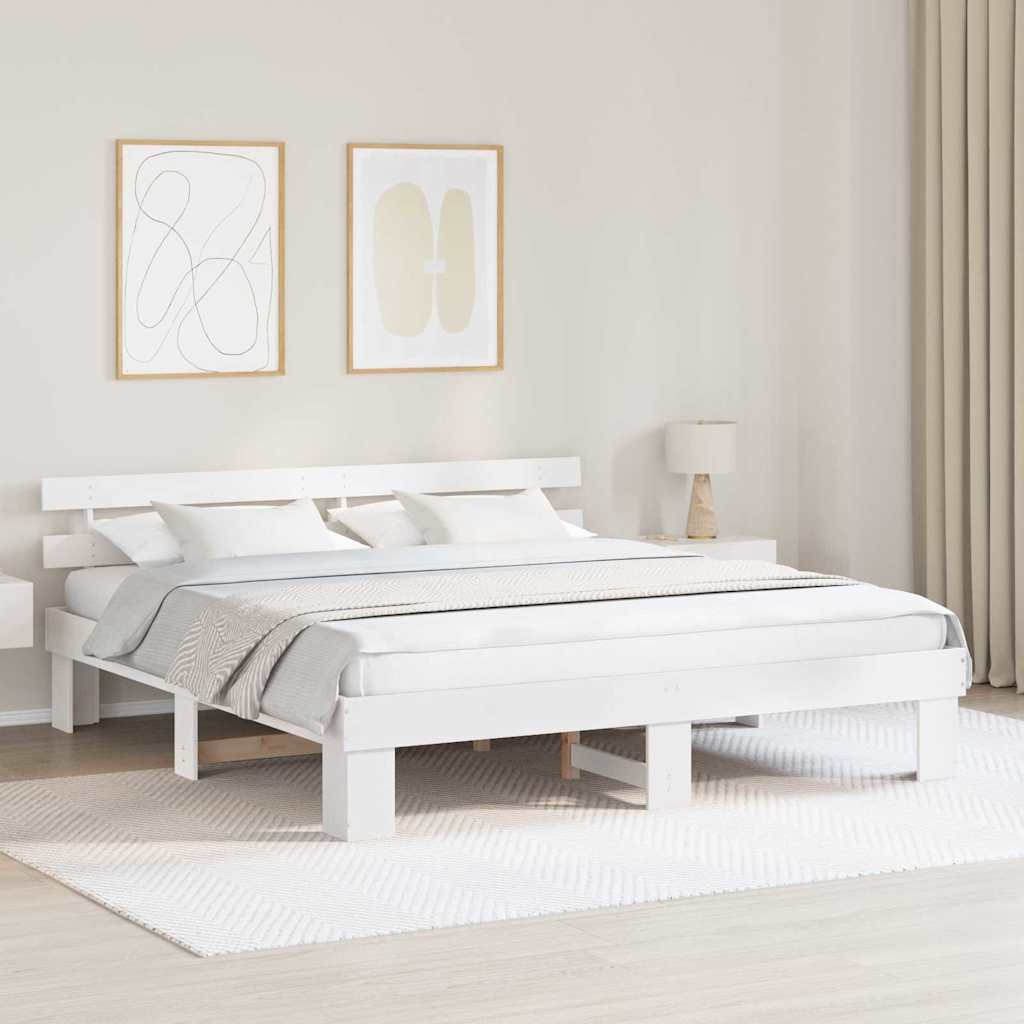 vidaXL Σκελετός Κρεβατιού Λευκό 180 x 200 cm Στερεά ξυλεία πεύκου