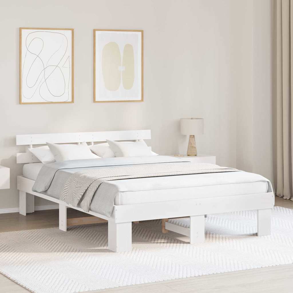 vidaXL Σκελετός Κρεβατιού Λευκό 160 x 200 cm Στερεά ξυλεία πεύκου