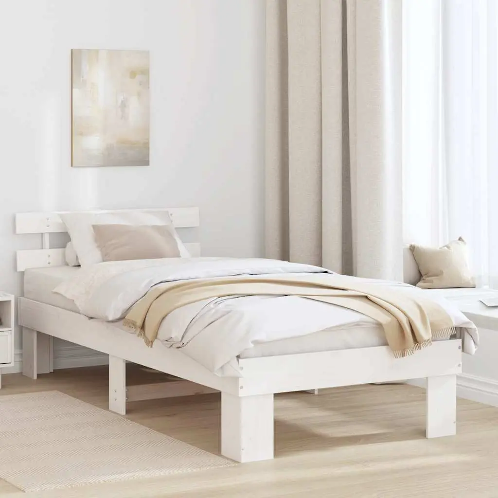 vidaXL Σκελετός Κρεβατιού Λευκό 90 x 190 cm Στερεά ξυλεία πεύκου