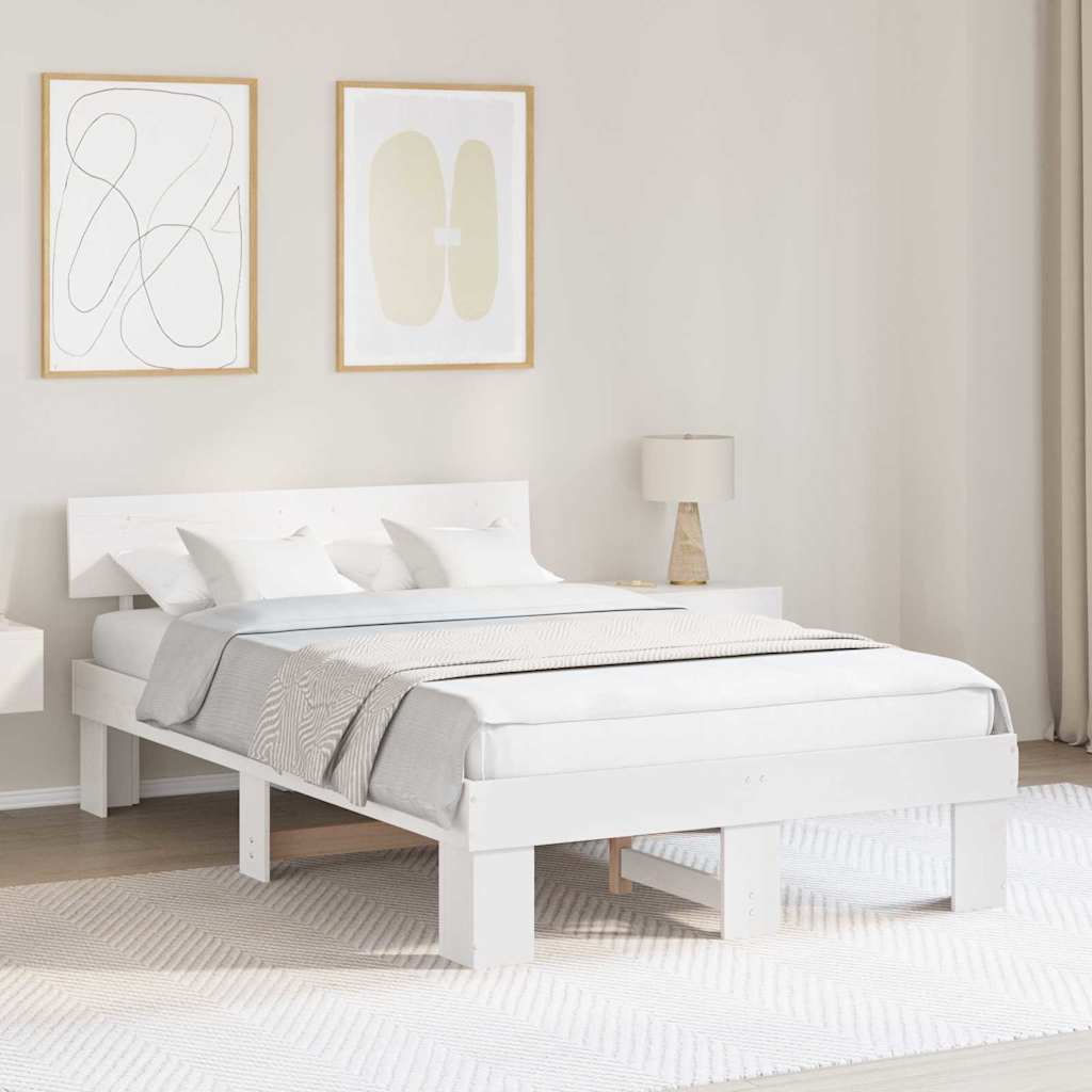 vidaXL Σκελετός Κρεβατιού Λευκό 140 x 190 cm Στερεά ξυλεία πεύκου