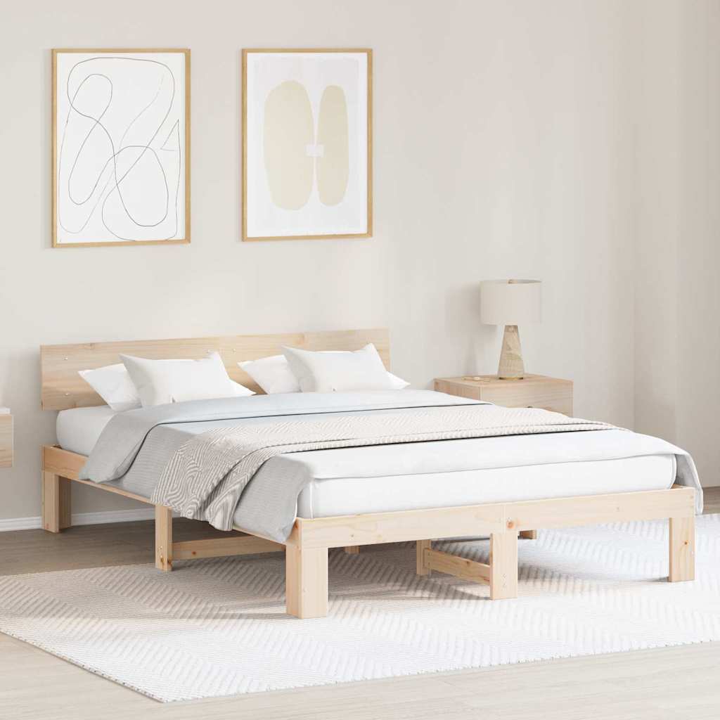 vidaXL Σκελετός Κρεβατιού Φυσικό 160 x 200 cm Στερεά ξυλεία πεύκου