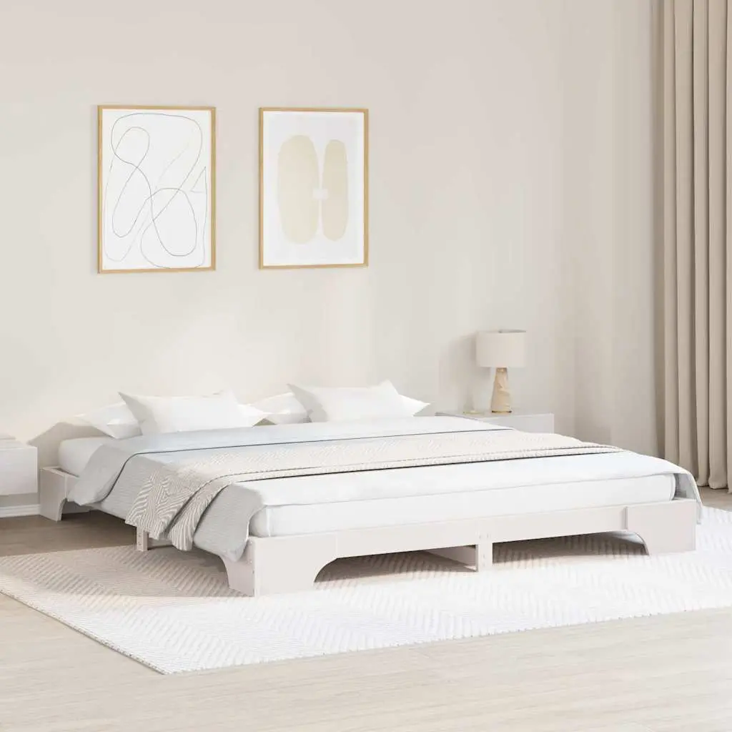 vidaXL Σκελετός Κρεβατιού Λευκό 200 x 200 cm Στερεά ξυλεία πεύκου