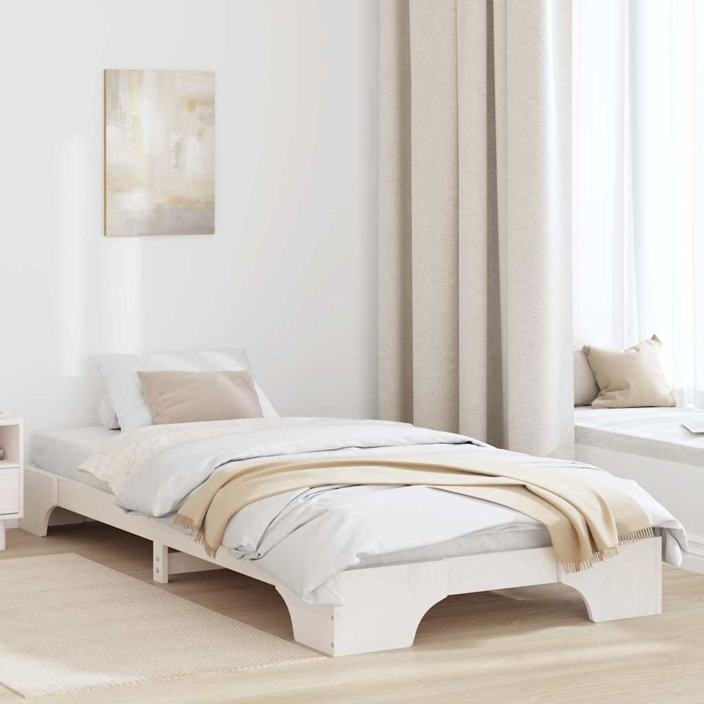 vidaXL Σκελετός Κρεβατιού Λευκό 90 x 200 cm Στερεά ξυλεία πεύκου