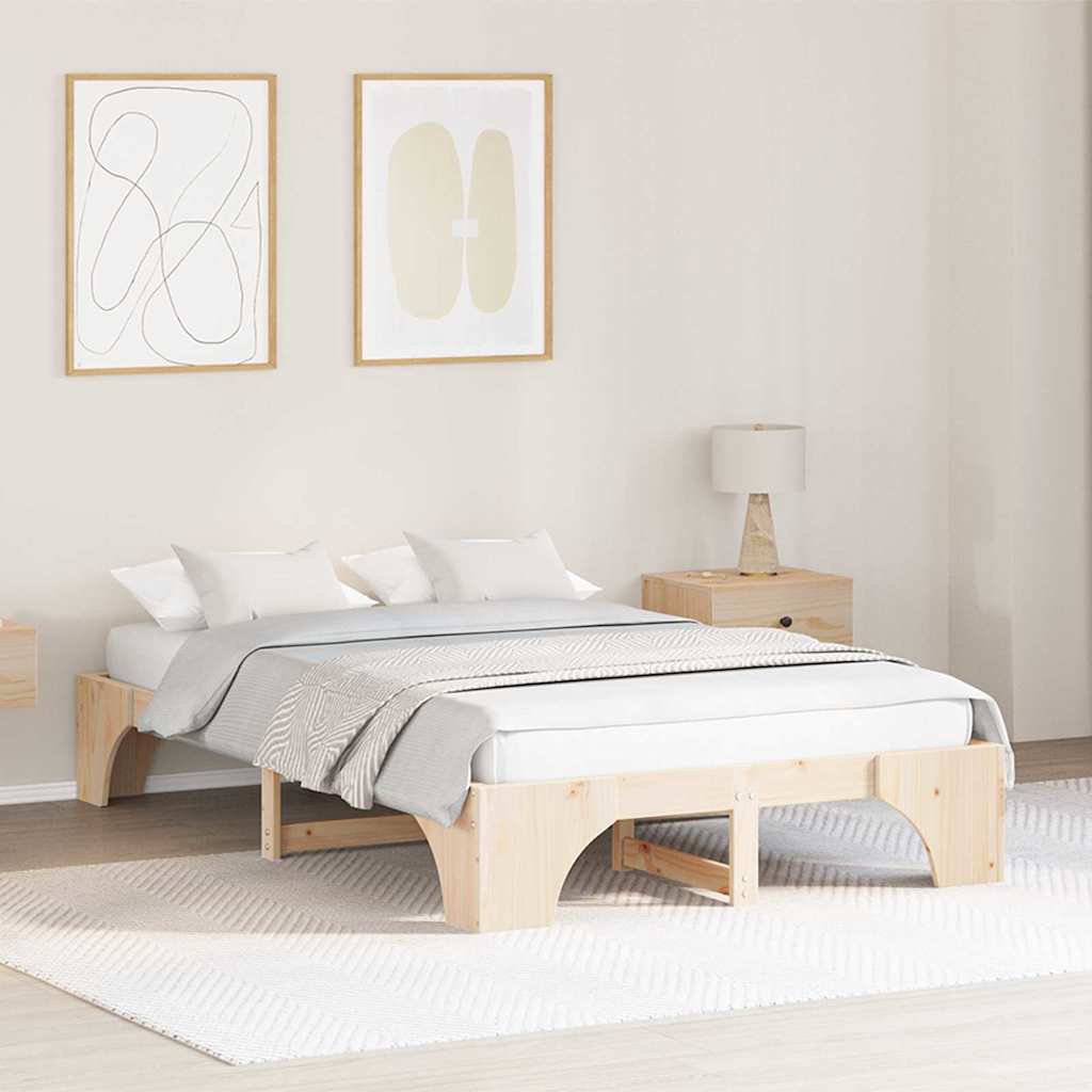 vidaXL Σκελετός Κρεβατιού Φυσικό 140 x 190 cm Στερεά ξυλεία πεύκου