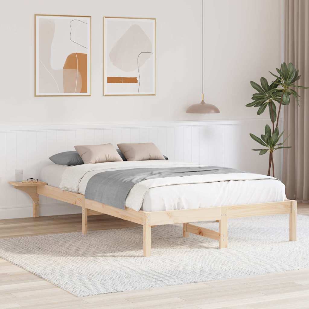 vidaXL Σκελετός Κρεβατιού Φυσικό 135 x 190 cm Στερεά ξυλεία πεύκου