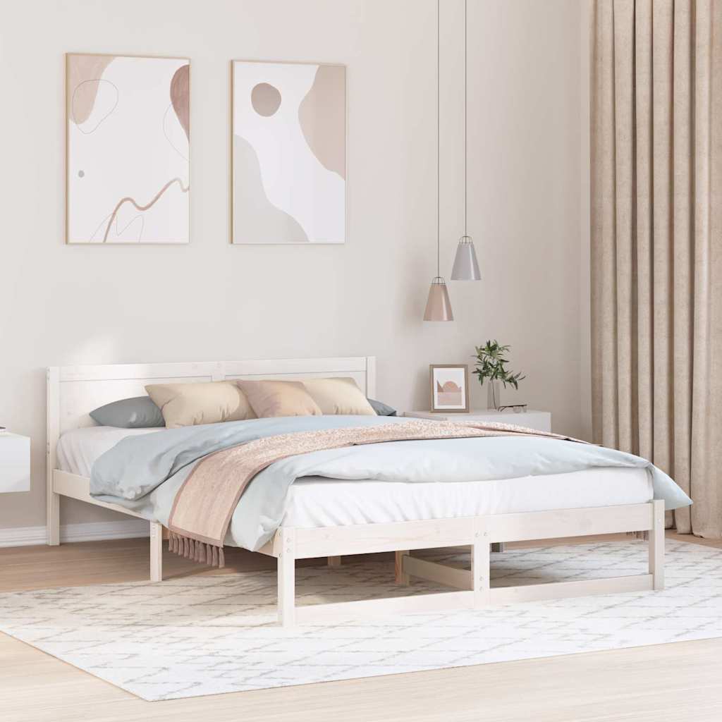 vidaXL Σκελετός Κρεβατιού Λευκό 140 x 200 cm Στερεά ξυλεία πεύκου
