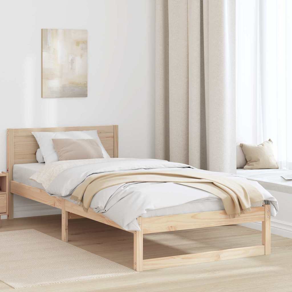 vidaXL Σκελετός Κρεβατιού Φυσικό 75 x 190 cm Στερεά ξυλεία πεύκου