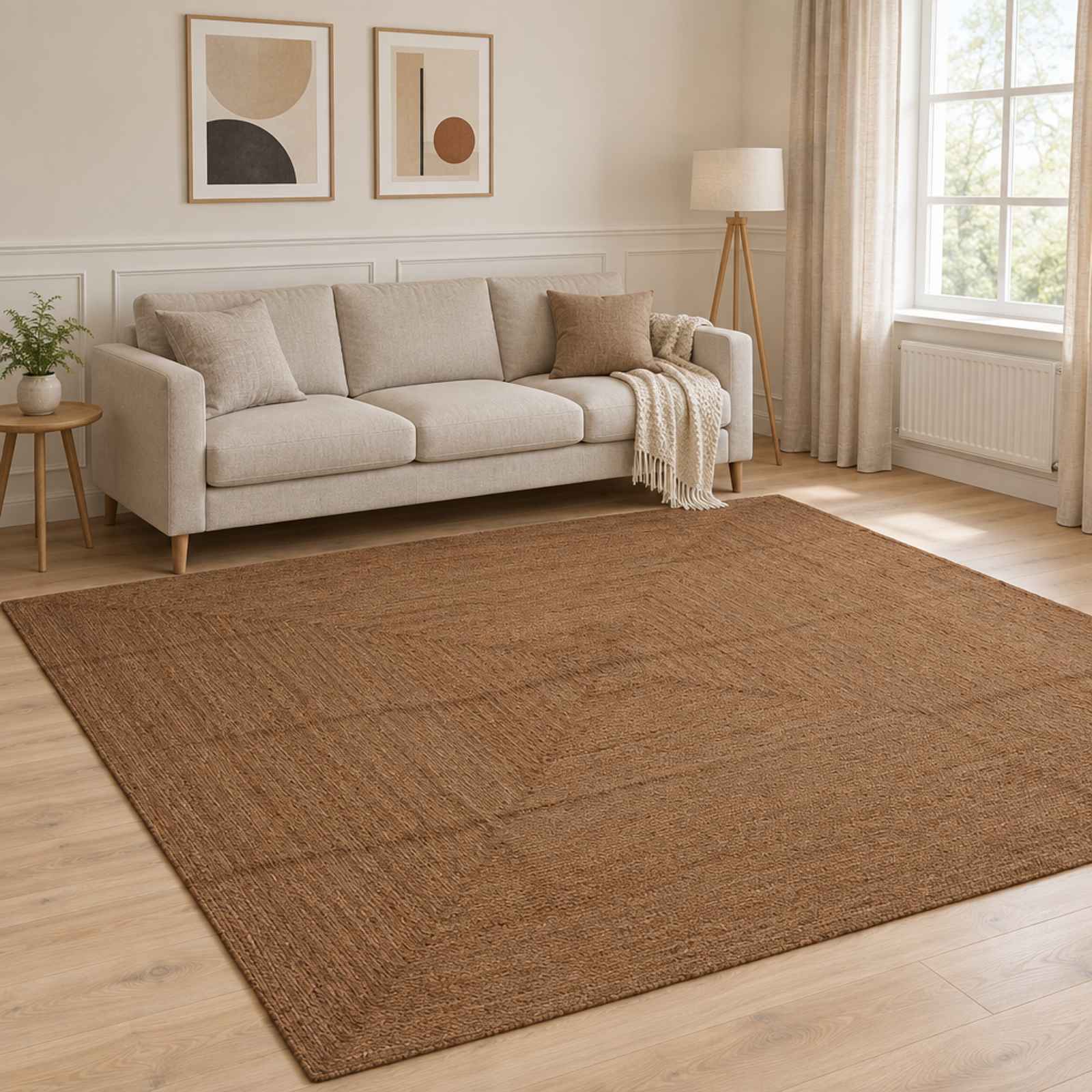 vidaXL Χαλί Περιοχής Γκρι 300 x 300 cm Γιούτα