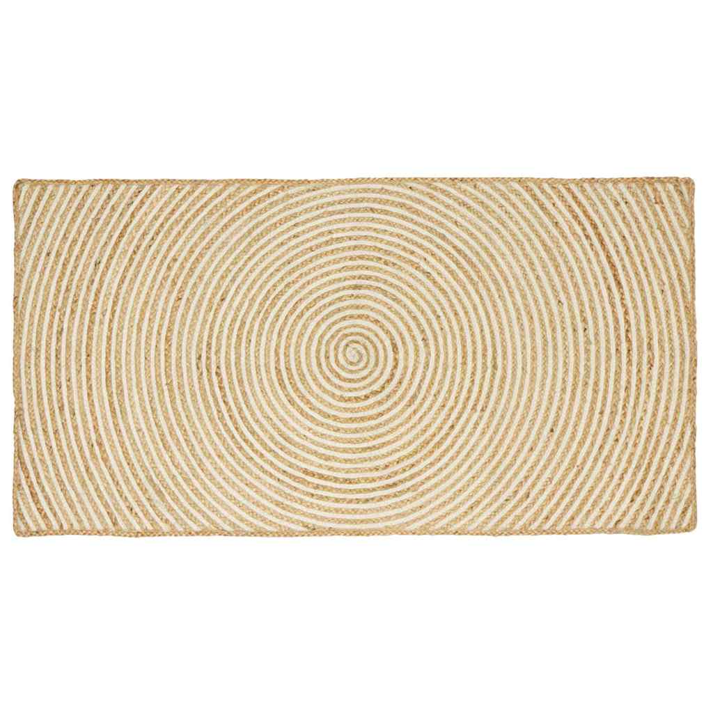 vidaXL Χαλί Περιοχής Φυσικό και Λευκό 100 x 200 cm Γιούτα