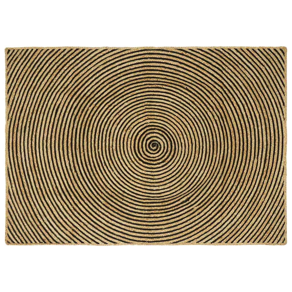 vidaXL Χαλί Περιοχής Φυσικό και Μαύρο 120 x 170 cm Γιούτα