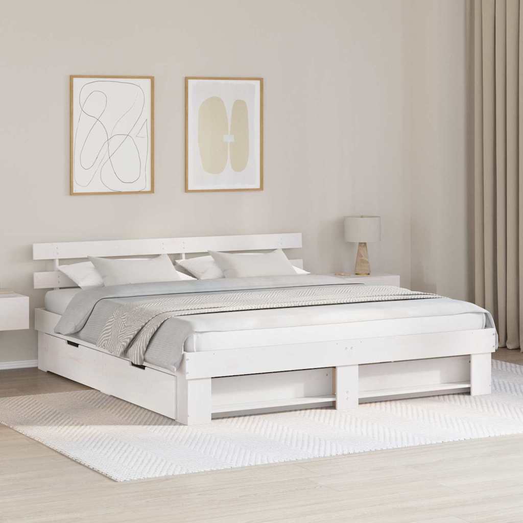 vidaXL Σκελετός Κρεβατιού Λευκό 200 x 200 cm Στερεά ξυλεία πεύκου