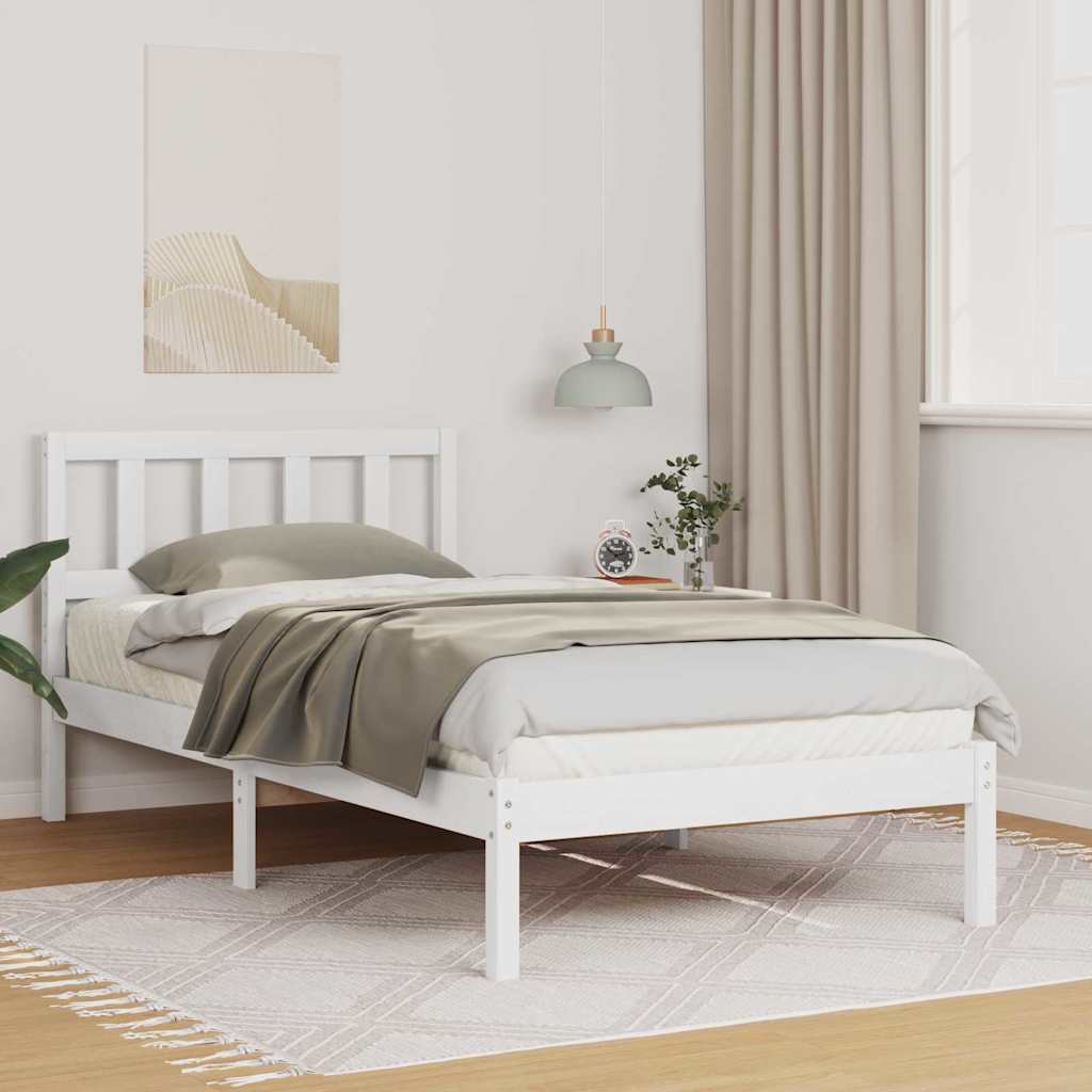 vidaXL Σκελετός Κρεβατιού Λευκό 75 x 190 cm Στερεά ξυλεία πεύκου