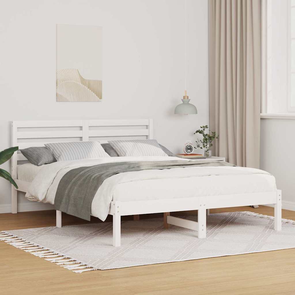 vidaXL Σκελετός Κρεβατιού Λευκό 140 x 190 cm Στερεά ξυλεία πεύκου