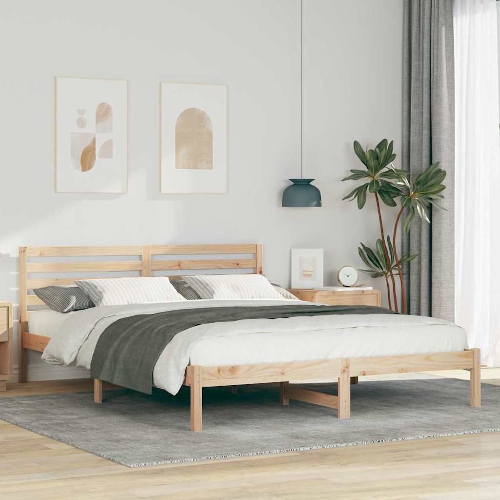 vidaXL Σκελετός Κρεβατιού Καφέ 160 x 210 cm Στερεά ξυλεία πεύκου