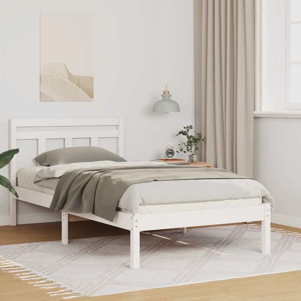 vidaXL Σκελετός Κρεβατιού Λευκό 90 x 200 cm Στερεά ξυλεία πεύκου