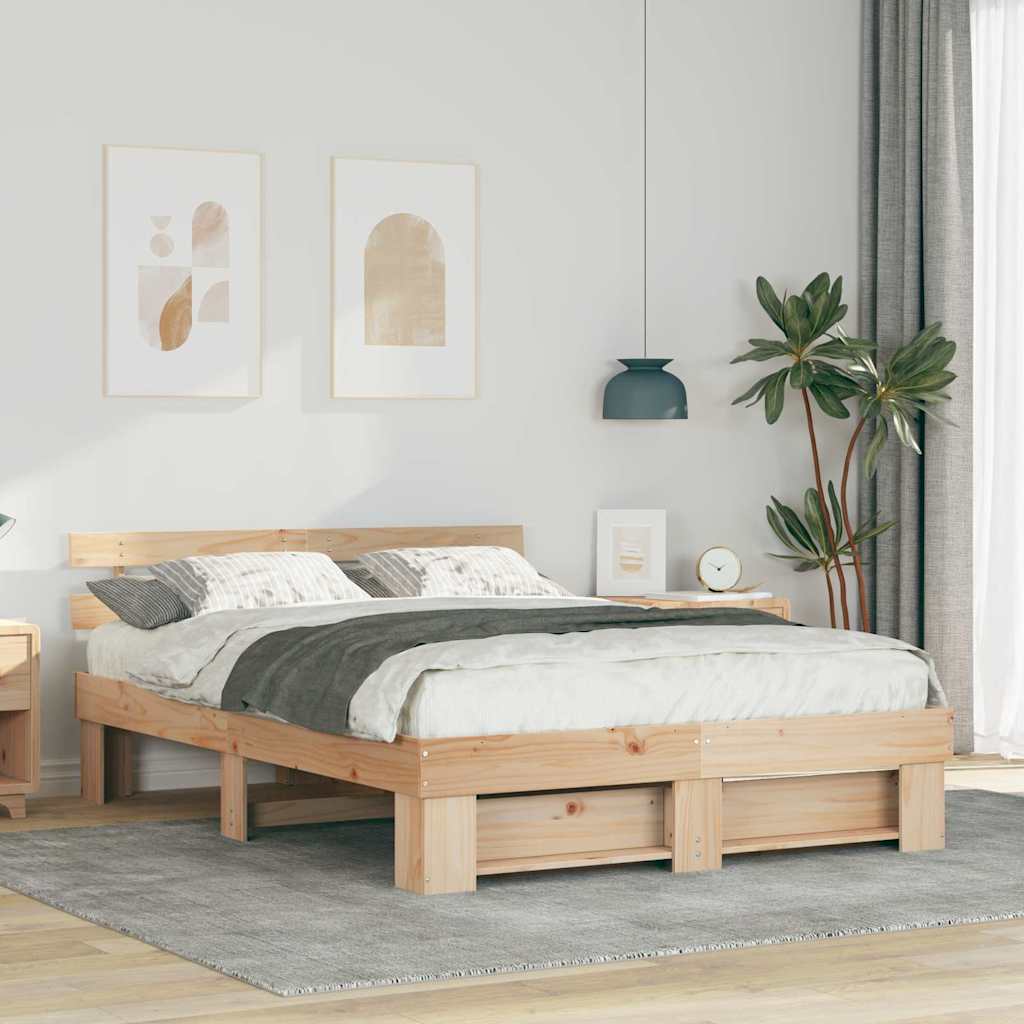 vidaXL Σκελετός Κρεβατιού Καφέ 160 x 200 cm Στερεά ξυλεία πεύκου