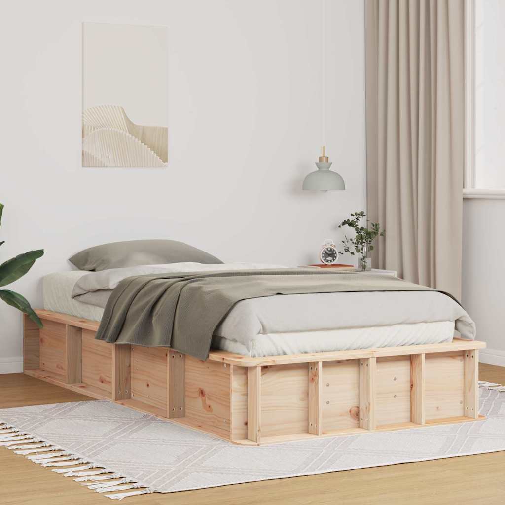 vidaXL Σκελετός Κρεβατιού Κερωτό καφέ 75 x 190 cm Στερεά ξυλεία πεύκου