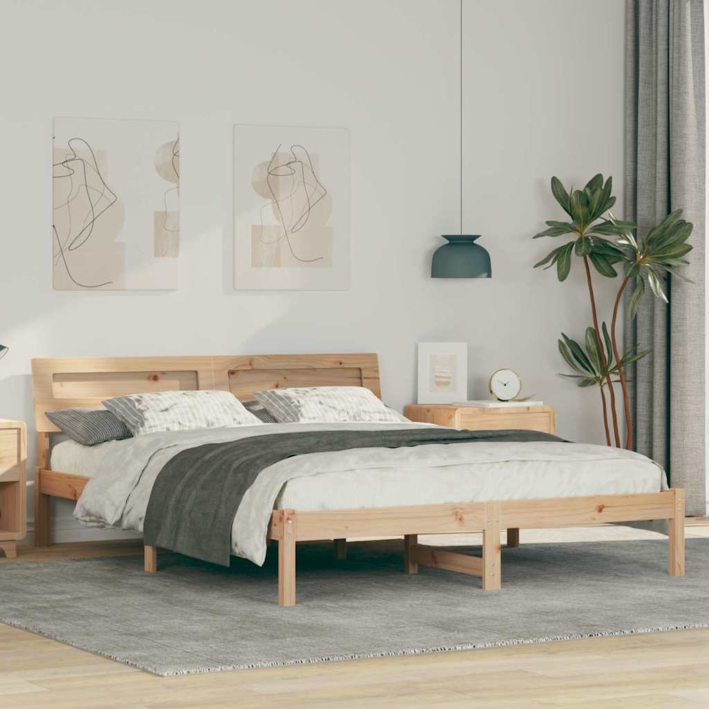 vidaXL Σκελετός Κρεβατιού Καφέ 140 x 200 cm Στερεά ξυλεία πεύκου