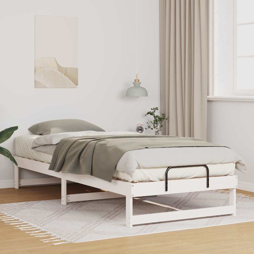 vidaXL Σκελετός Κρεβατιού Λευκό 100 x 220 cm Στερεά ξυλεία πεύκου