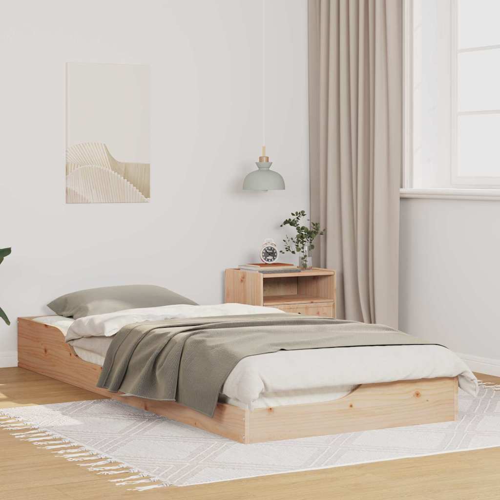 vidaXL Σκελετός Κρεβατιού Καφέ 90 x 220 cm Στερεά ξυλεία πεύκου