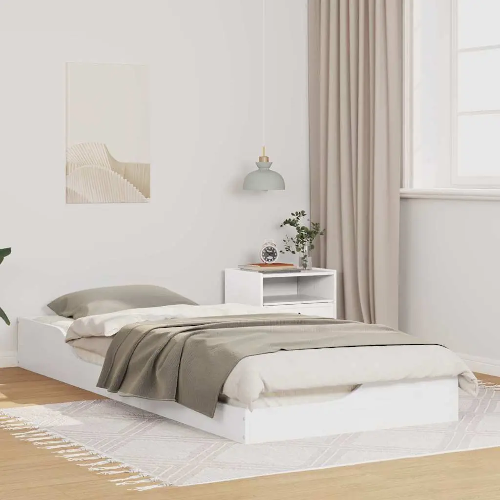 vidaXL Σκελετός Κρεβατιού Λευκό 90 x 220 cm Στερεά ξυλεία πεύκου