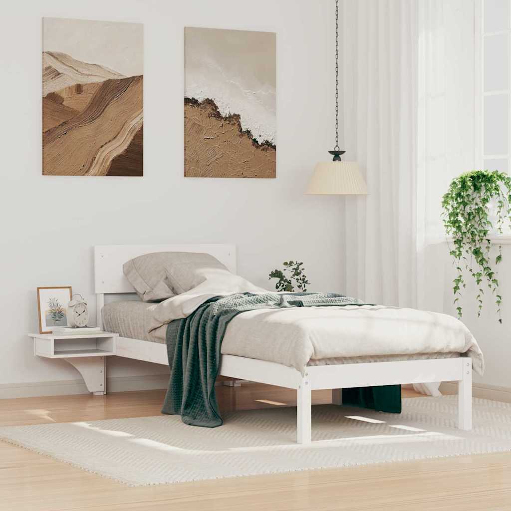 vidaXL Σκελετός Κρεβατιού Λευκό 75 x 190 cm Στερεά ξυλεία πεύκου