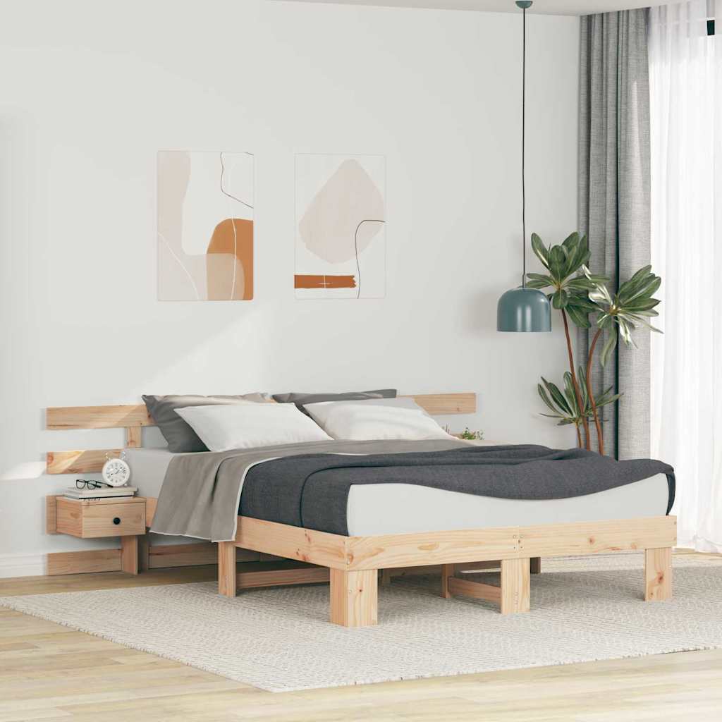 vidaXL Σκελετός Κρεβατιού Καφέ 140 x 200 cm Στερεά ξυλεία πεύκου