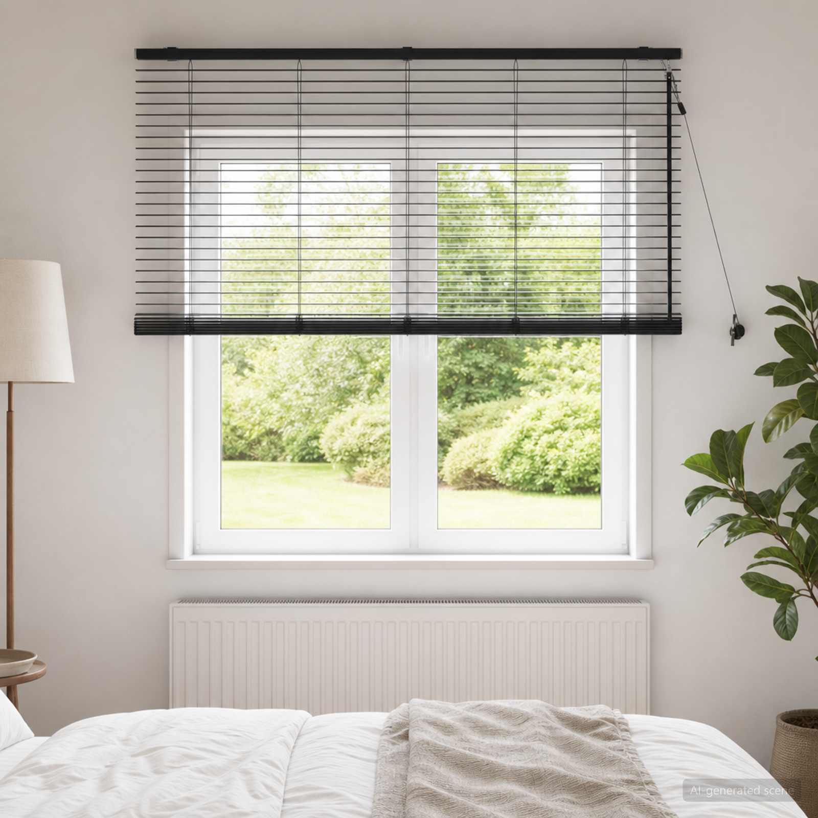 vidaXL Βενετσιάνικη Σκίαση Μαύρο 130 x 130 cm 35 mm