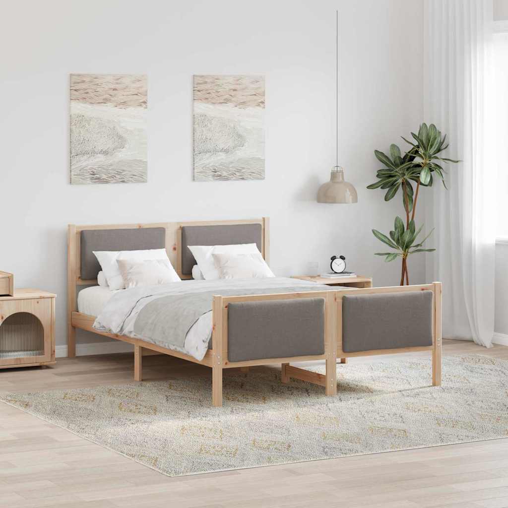 vidaXL Σκελετός Κρεβατιού με κεφαλάρι Taupe 140 x 190 cm ύφασμα