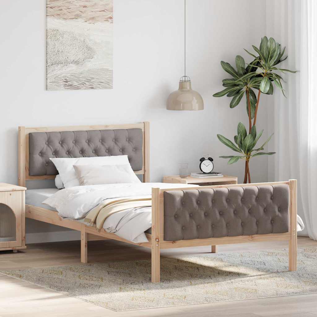 vidaXL Σκελετός Κρεβατιού Taupe 100 x 200 cm Στερεά ξυλεία πεύκου