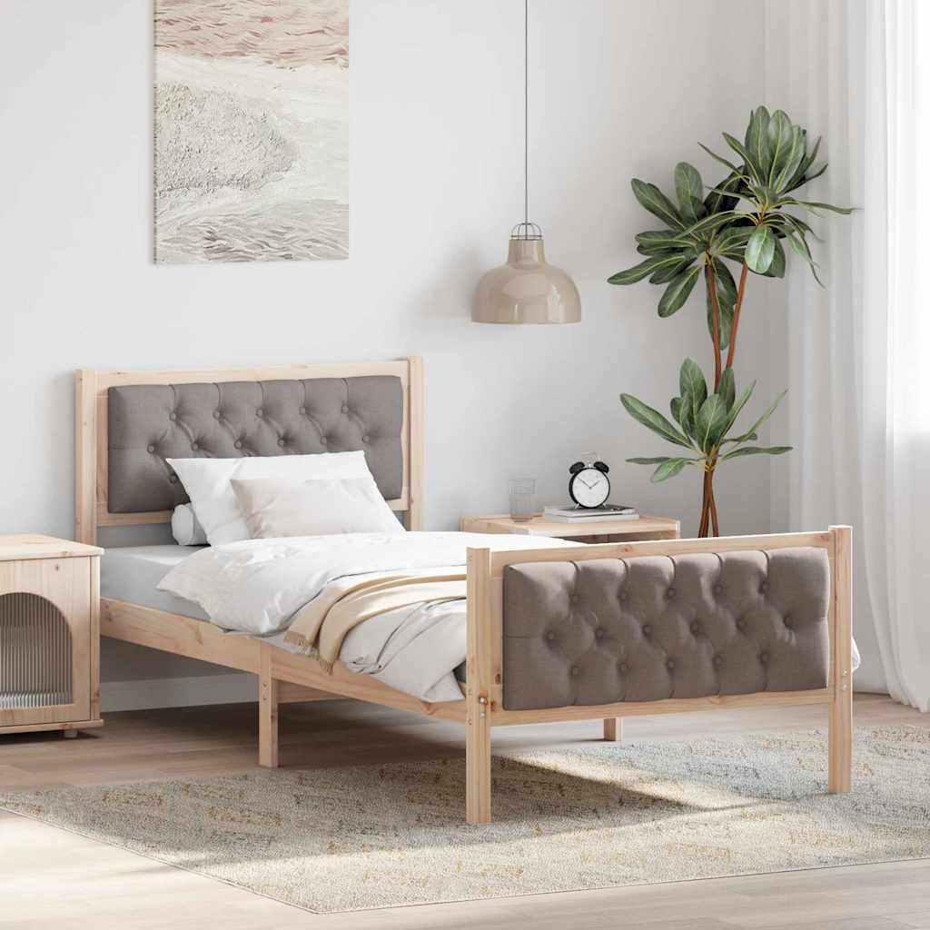 vidaXL Σκελετός Κρεβατιού Taupe 90 x 200 cm Στερεά ξυλεία πεύκου