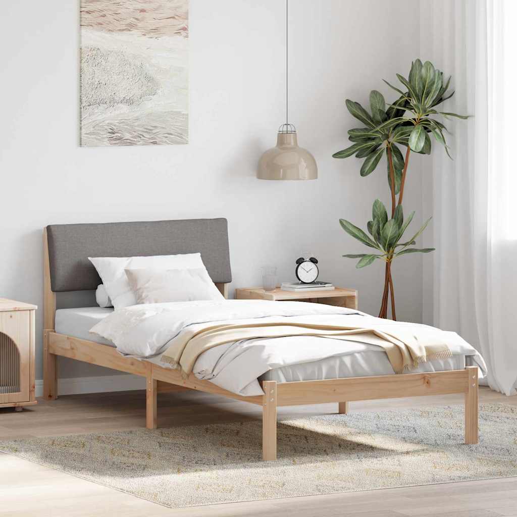 vidaXL Σκελετός Κρεβατιού Καφέ και ταμπά 90 x 200 cm Μασίφ ξύλο πεύκου