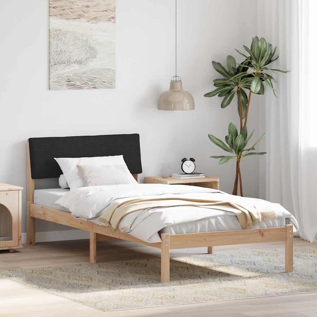 vidaXL Σκελετός Κρεβατιού Καφέ και μαύρο 90 x 190 cm Μασίφ ξύλο πεύκου