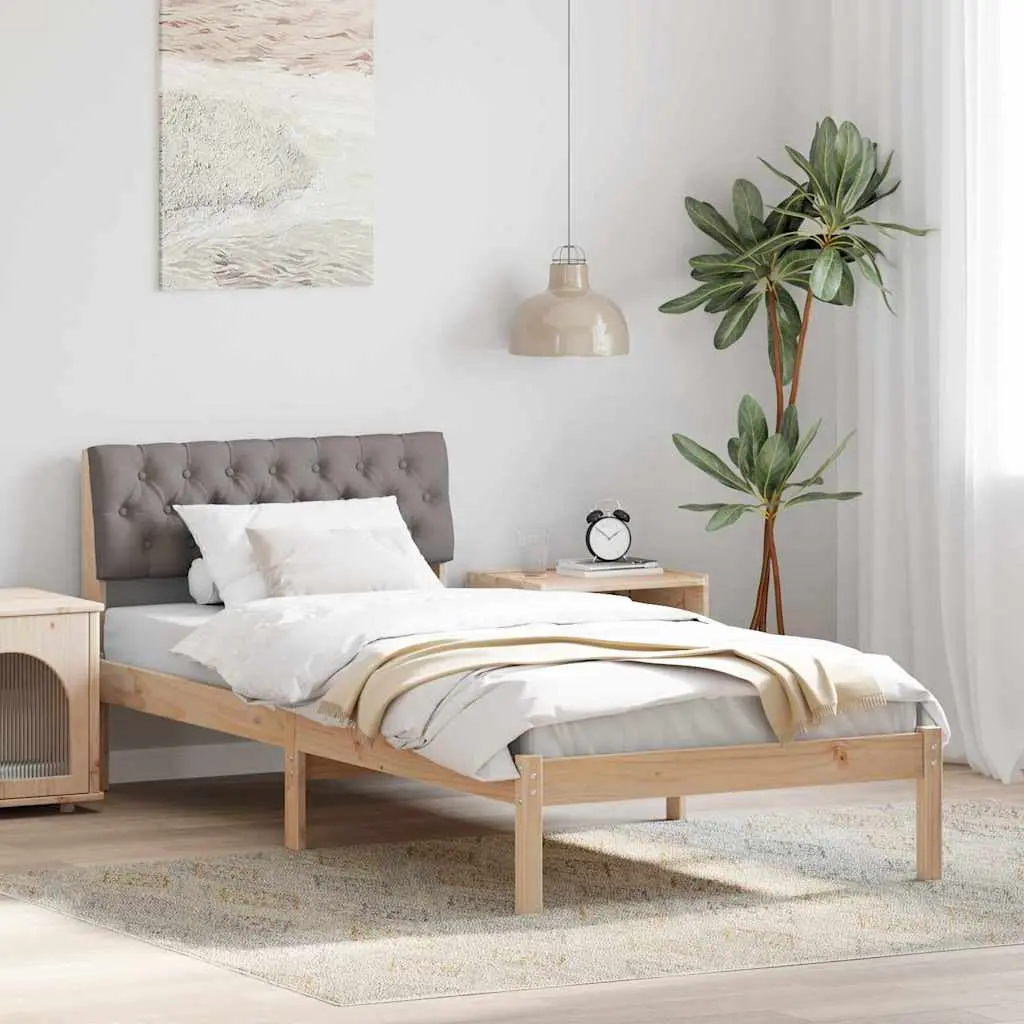vidaXL Σκελετός Κρεβατιού Καφέ και ταμπά 90 x 200 cm Μασίφ ξύλο πεύκου