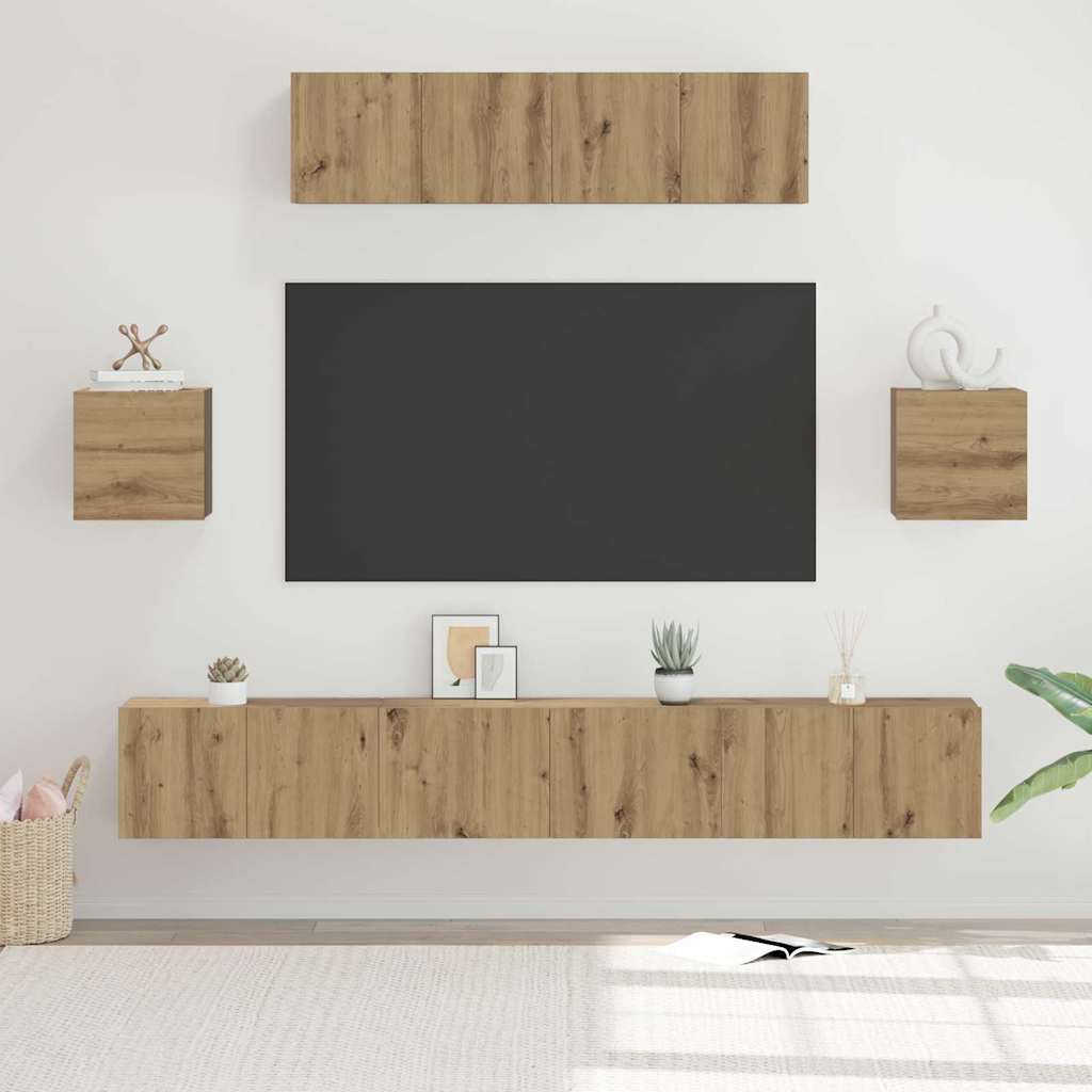 vidaXL Σετ επίπλου τηλεόρασης 7 τμχ. Artisan Oak Επεξεργασμένο Ξύλο
