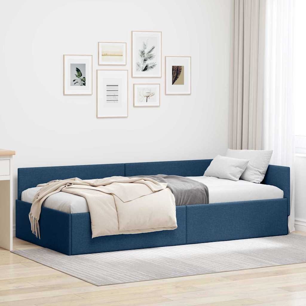 vidaXL Κρεβάτι Γωνίας Μπλε 90 x 190 cm ύφασμα